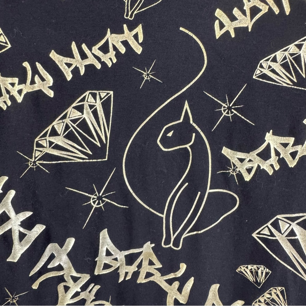 Baby Phat Black Gold Graphic Top Plus‎ Size 3X Short Sleeve Blouse Y2K - Picture 5 of 10